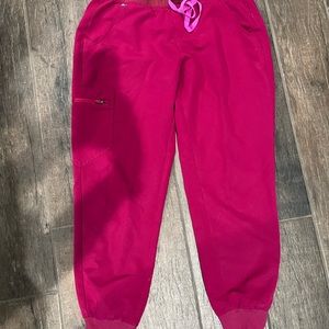 Womens Figs Zamora Joggers, Dark Magenta, Medium Petite